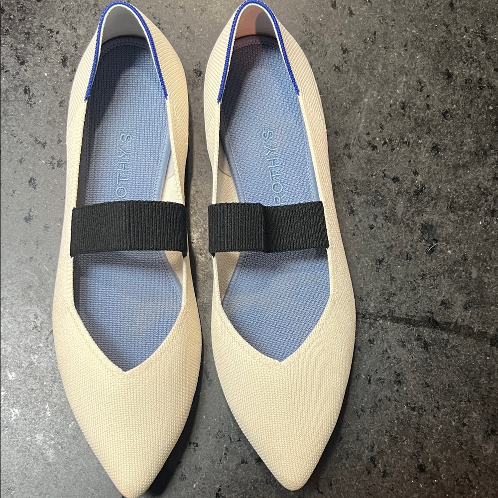 Rothy's Beige Flats with Black Accent